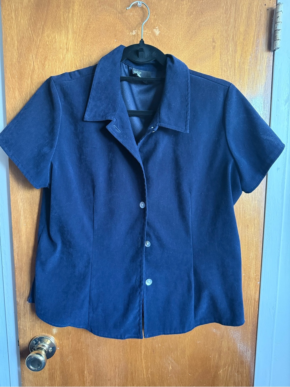 VINTAGE Navy Short-Sleeve Button-Down Shirt - Classic Collar